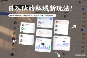 日入1k的私域新玩法：日引30+精准流，转化率50%，日销5-10笔（单笔3张）-则成副业项目资源站