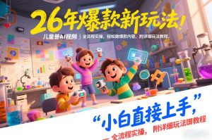 26年爆款新玩法，儿童科普AI视频，全流程实操，轻松做爆款内容，小白直接上手，附详细玩法教程-则成副业项目资源站