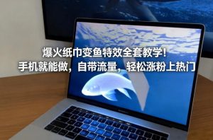 爆火纸巾变鱼特效全套教学！手机就能做，自带流量，轻松涨粉上热门-则成副业项目资源站