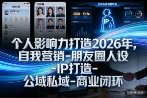 个人影响力打造2026年，自我营销-朋友圈人设-IP打造-公域私域-商业闭环-则成副业项目资源站