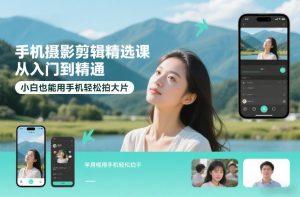 手机摄影剪辑精选课，从入门到精通，小白也能用手机轻松拍大片-则成副业项目资源站