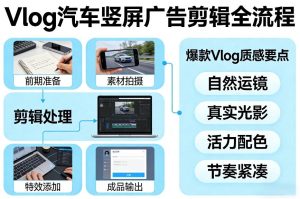 Vlog感觉汽车竖屏广告剪辑脚本全流程，拿捏爆款Vlog质感-则成副业项目资源站