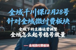 全域千川线下课12月28号，针对全域微付费板块，全域下的主播运营调整，全域怎么起号稳号放量-则成副业项目资源站