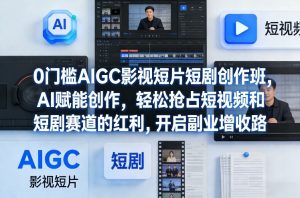 0门槛AIGC影视短片短剧创作班，AI赋能创作，轻松抢占短视频和短剧赛道的红利，开启副业增收路-则成副业项目资源站