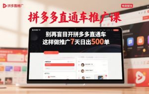 拼多多直通车推广课，别再盲目开拼多多直通车，这样做推广7天日出500单-则成副业项目资源站