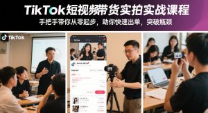 TikTok短视频带货实拍实战课程，手把手带你从零起步，助你快速出单，突破瓶颈-则成副业项目资源站