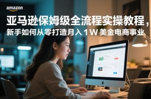 亚马逊保姆级全流程实操教程，新手如何从零打造月入1W美金电商事业-则成副业项目资源站