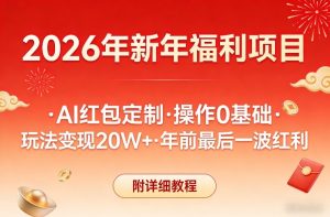 新年福利项目，AI红包定制，操作0基础，玩法变现20W+年前最后一波红利，附详细教程-则成副业项目资源站