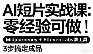 AI短片实战课：零经验可做，Midjourney+ElevenLabs双工具，3步搞定成品-则成副业项目资源站