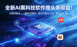 全新AI黑科技软件撸头条收益！无需写指令，一键秒过原创，每天只需半小时，稳定日入3张【揭秘】-则成副业项目资源站