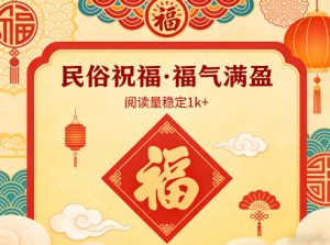 公众号流量主之民俗祝福赛道，选题不愁，结构固定，阅读稳定1w+-则成副业项目资源站