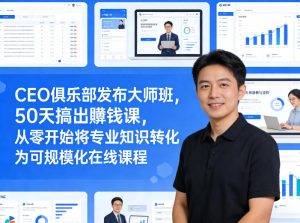 CEO俱乐部发布大师班，50天搞出賺钱课，从零开始将专业知识转化为可规模化在线课程-则成副业项目资源站