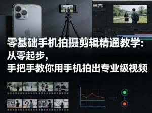 零基础手机拍摄剪辑精通教学：从零起步，手把手教你用手机拍出专业级视频-则成副业项目资源站