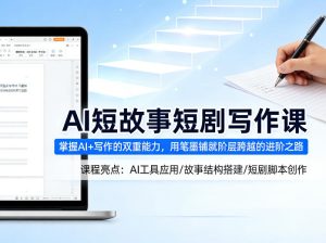 AI短故事短剧写作课，掌握AI+写作的双重能力，用笔墨铺就阶层跨越的进阶之路-则成副业项目资源站