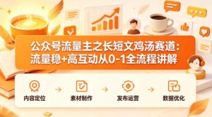 公众号流量主之长短文鸡汤赛道，流量稳+高互动，从0-1全流程讲解-则成副业项目资源站