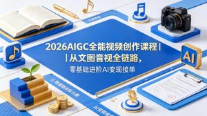 2026AIGC全能视频创作课程｜从文图音视全链路，零基础进阶AI变现接单-则成副业项目资源站