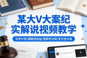 某大V大案纪实解说视频教学，可做伙伴计划、撸精选收益，视频号和支付宝分成计划均可-则成副业项目资源站