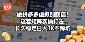 做拼多多虚拟别瞎搞！这套矩阵实操打法，长久稳定日入1K不踩坑【揭秘】-则成副业项目资源站