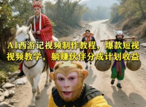 AI西游记视频制作教程,爆款短视频教学,躺賺伙伴分成计划收益-则成副业项目资源站