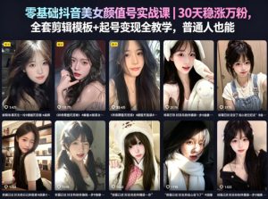 零基础抖音美女颜值号实战课｜30天稳涨万粉，全套剪辑模板+起号变现全教学，普通人也能复制-则成副业项目资源站