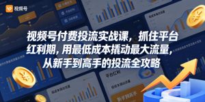 视频号付费投流实战课，抓住平台红利期，用最低成本撬动最大流量，从新手到高手的投流全攻略-则成副业项目资源站