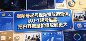 视频号起号视频投放运营课，从0-1起号运营，把内容流量价值放到更大-则成副业项目资源站