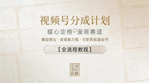 视频号分成计划，暖心定格漫画赛道，爆款频出，变现能力强，可矩阵批量起号【全流程教程】-则成副业项目资源站