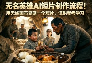 无名英雄AI短片制作流程！用无线画布复刻一个短片，仅供参考学习-则成副业项目资源站