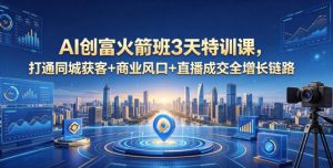 AI创富火箭班3天特训课，打通同城获客+商业风口+直播成交全增长链路，2026年4月新课-则成副业项目资源站