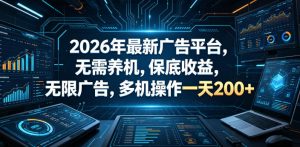 2026年最新广告平台,无需养机,保底收益,无限广告,多机操作一天200+【揭秘】-则成副业项目资源站
