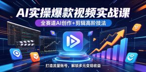 AI实操爆款视频实战课,全赛道AI创作+剪辑高阶技法,打造流量账号,解锁多元变现收益-则成副业项目资源站