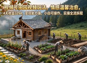 视频号田园视频玩法,情感温馨治愈,4天收益3294,变现能力强,小白可操作,实操全流程拆解-则成副业项目资源站