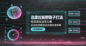 迅雷拉新野路子打法，吃瓜类玩法怎么做，玩法自热截流及后端处理详解-则成副业项目资源站