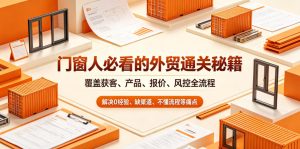 门窗人必看的外贸通关秘籍,块覆盖获客、产品、报价、风控全流程,解决0经验、缺渠道、不懂流程等痛点-则成副业项目资源站