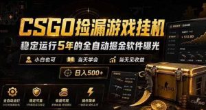 CSGO捡漏游戏挂G，稳定运行5年的全自动掘金软件曝光，小白也可当天学会，当天见收益，日入500+【揭秘】-则成副业项目资源站