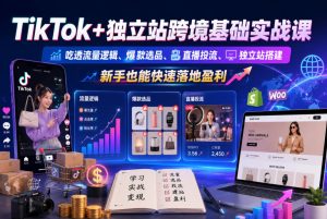 TikTok+独立站跨境基础实战课,吃透流量逻辑、爆款选品、直播投流与独立站搭建,新手也能快速落地盈利-则成副业项目资源站