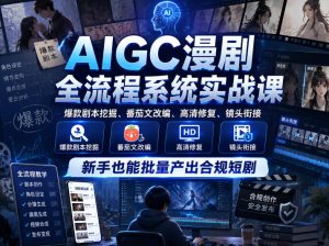 AIGC漫剧全流程系统实战课,爆款剧本挖掘、番茄文改编、高清修复、镜头衔接,新手也能批量产出合规短剧-则成副业项目资源站