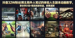 抖音32W粉丝博主局外人笔记的体验人生副本动画教学,拿伙伴计划+精选独家收益,新赛道新涨粉快【录制版】-则成副业项目资源站