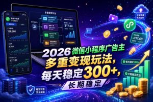 2026微信小程序广告主,多重变现玩法,每天稳定300+,长期稳定【揭秘】-则成副业项目资源站