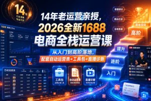 14年老运营亲授,2026全新1688电商全栈运营课,从入门到高阶落地,配套自动运营表+工具包+直播诊断等-则成副业项目资源站