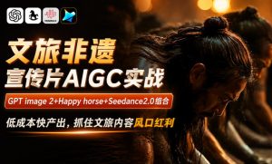 文旅非遗宣传片AIGC实战,GPT image 2+Happy horse+Seedance2.0组合,低成本快产出,抓住文旅内容风口红利-则成副业项目资源站