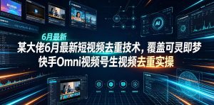 某大佬6月最新短视频去重技术，覆盖可灵即梦快手Omni视频号生视频去重实操-则成副业项目资源站