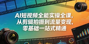 AI短视频全能实操全课,从剪辑拍摄到流量变现,零基础一站式精通-则成副业项目资源站