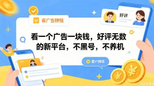 看一个广告一块钱,好评无数的新平台,不黑号,不养机,一撸几十块钱还是不错的【揭秘】-则成副业项目资源站