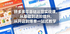 拼多多零基础运营实战课，从基础到进阶提升，从开店到爆单一站式教学-则成副业项目资源站