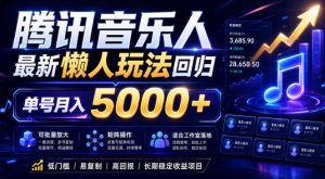 2026腾讯音乐人懒人项目,全自动无脑挂G,单号月入5000+,可批量放大矩阵,适合工作室落地【揭秘】-则成副业项目资源站