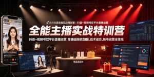 全能主播实战特训营|抖音+视频号双平台直播运营,零基础搭建直播间、精准选品、话术成交、账号运营全落地-则成副业项目资源站