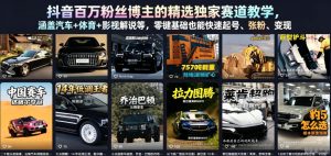 抖音百万粉丝博主的精选独家赛道教学,涵盖汽车+体育+影视解说等,零基础也能快速起号、涨粉、变现(更新0701)-则成副业项目资源站