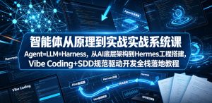 智能体从原理到实战系统课Agent=LLM+Harness,从AI底层架构到Hermes工程搭建,Vibe Coding+SDD规范驱动开发全栈落地教程-则成副业项目资源站