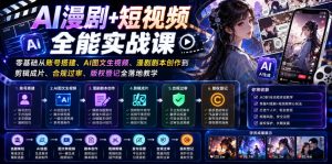 AI漫剧+短视频全能实战课|零基础从账号搭建、AI图文生视频、漫剧剧本创作到剪辑成片、合规过审、版权登记全落地教学-则成副业项目资源站